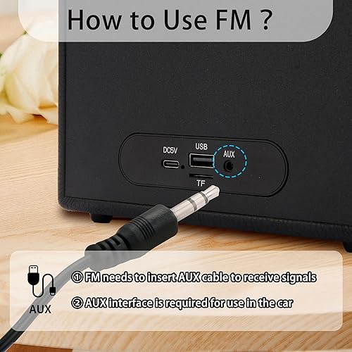 Miniatura 7 de Altavoces Bluetooth portátiles 5.3, altavoces inalámbricos de madera con graves, FMAUX, tarjeta TF y reproducción USB, subwoofer, altavoces modernos
