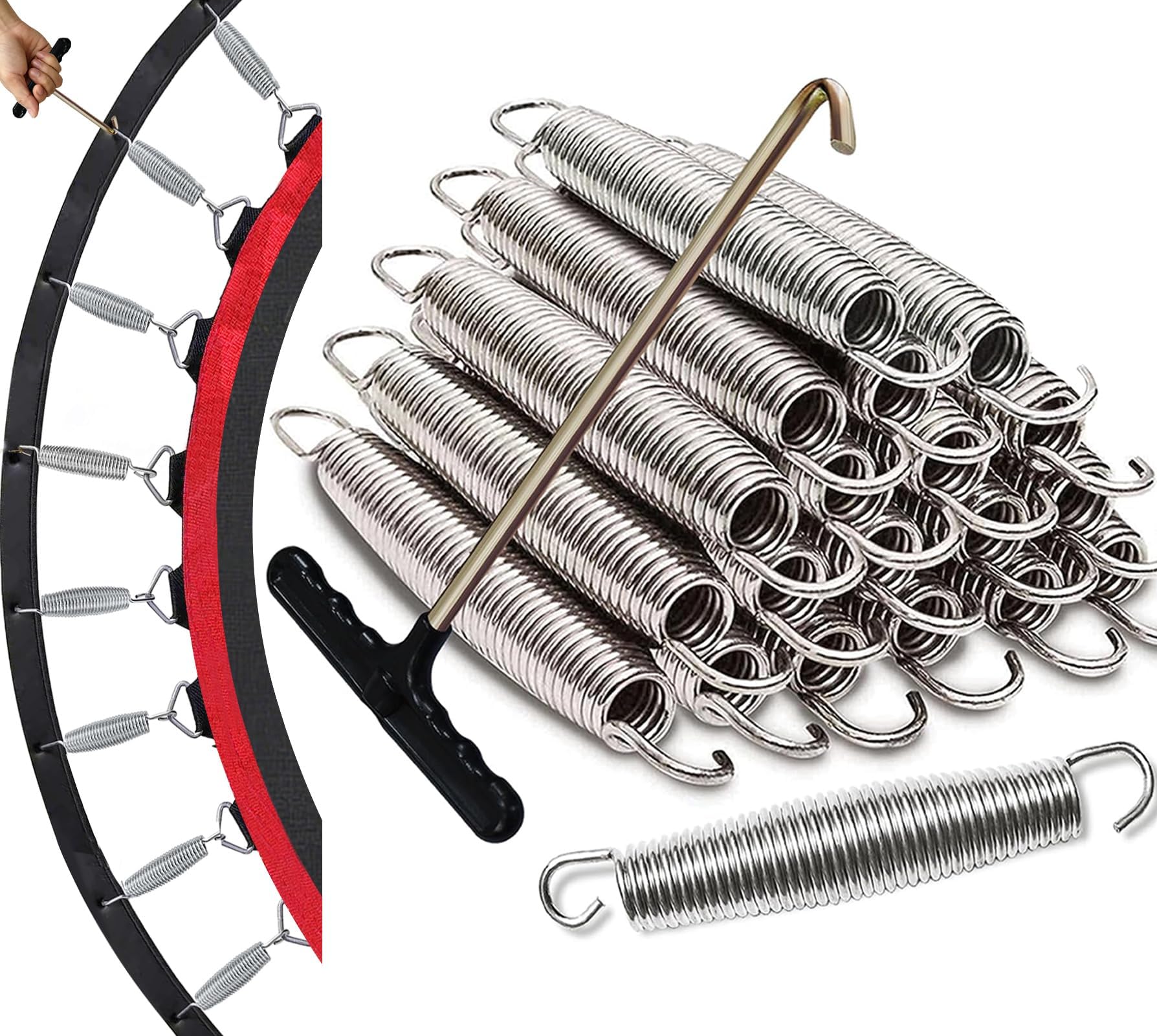 Eurmax USA 20-Pack Trampoline Springs, Premium Galvanized Stainless Steel Replacement Springs with T-Hook, Rust-Resistant & High-Tension for Maximum Safety and Bounce, Superior Strength and Durability