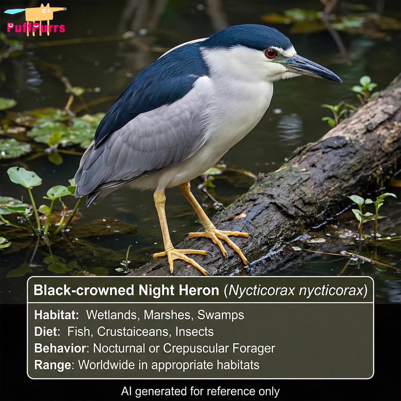 PuffPurrs Lifelike Night Heron Plush Toy, Cute Realistic Black-Crowned Night Heron Teddy Stuffed Animal - Image 2