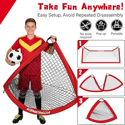 Miniatura 5 de Kids Soccer Goal for Backyard Set,2 Pack of 4x36x4 ft Portable Pop Up Soccer Nets,Complete Youth Training Equipment with Target,Ball & Cones for