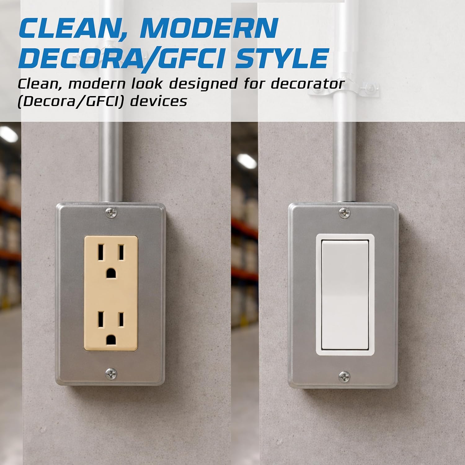 OHLECTRIC 4-inch Rectangular Handy Box Covers - Decorator Steel Junction and Device Box Cover | Fire Rated Electrical Protection | UL Listed (Pack of 4)