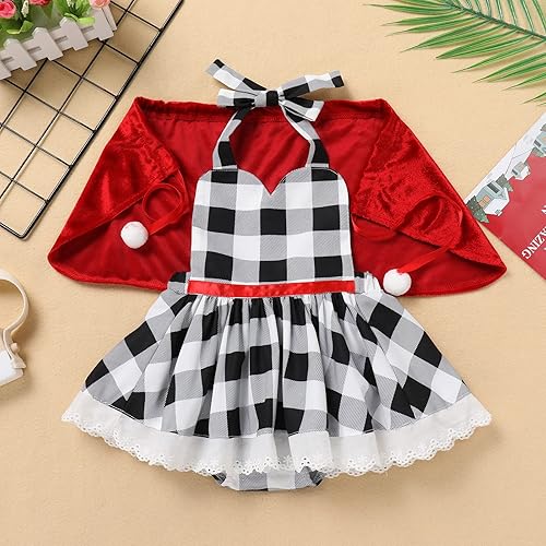 Miniatura 4 de OBEEII Vestido de Navidad para niños, niñas y mujeres, vestido de fiesta a cuadros y capa de terciopelo a juego para mamá y yo