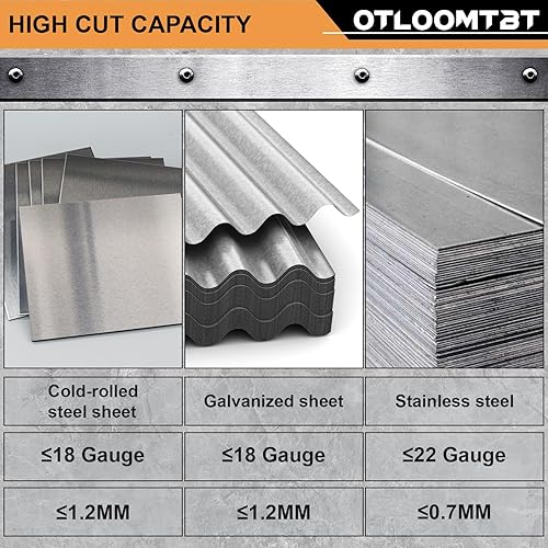 Miniatura 5 de OTLOOMTBT Tijeras de lata de corte recto de 10 pulgadas para cortar láminas de metal, fáciles de usar, bien hechas, de grado industrial,
