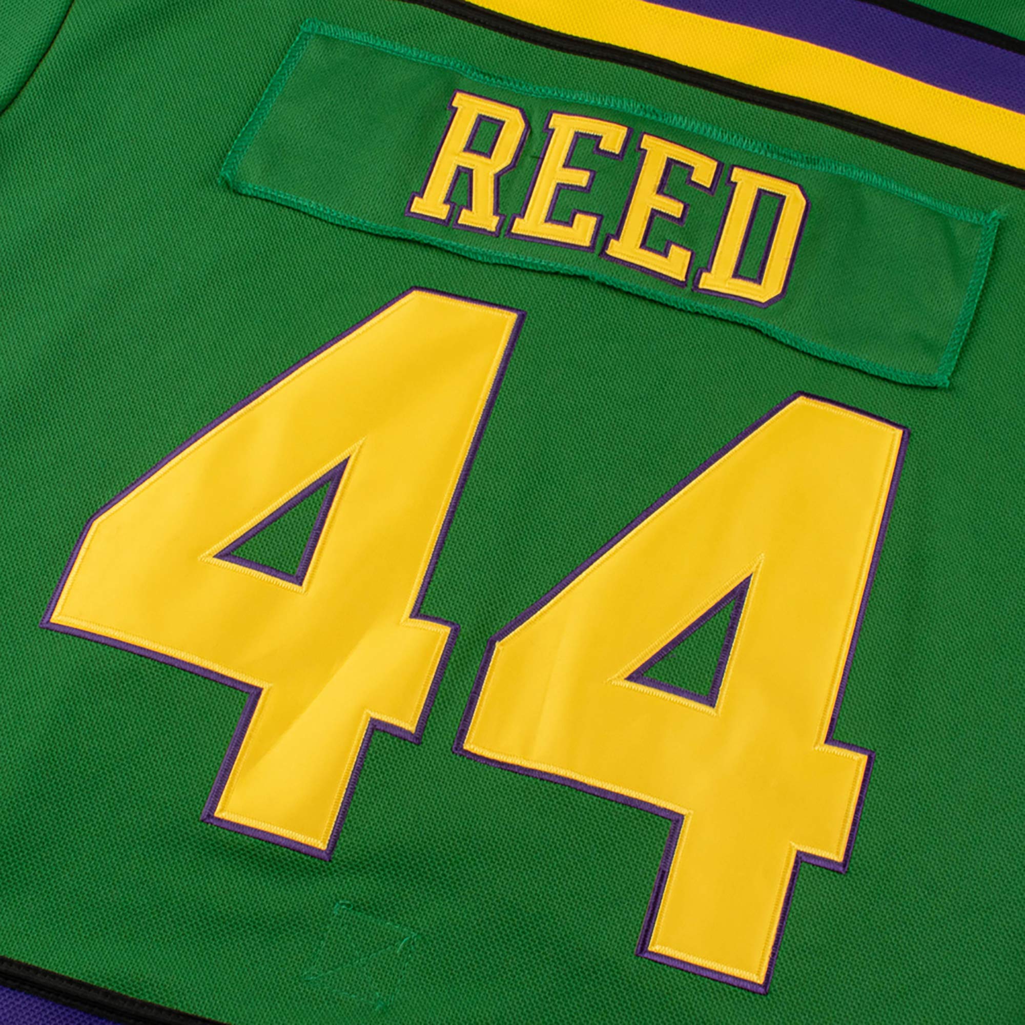 Caña # 44 Mighty Ducks Jersey de Hockey sobre Hielo Película Hockey Verde Cosido Alfanumérico