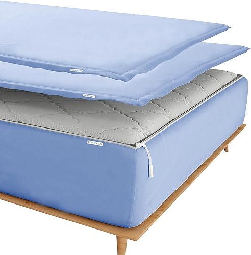 Miniatura 3 de Pure Eco Sábana bajera ajustable Easy Zipper, incluye 1 base de sábana bajera y 2 sábanas con cremallera, de 15 pulgadas, tamaño California King,