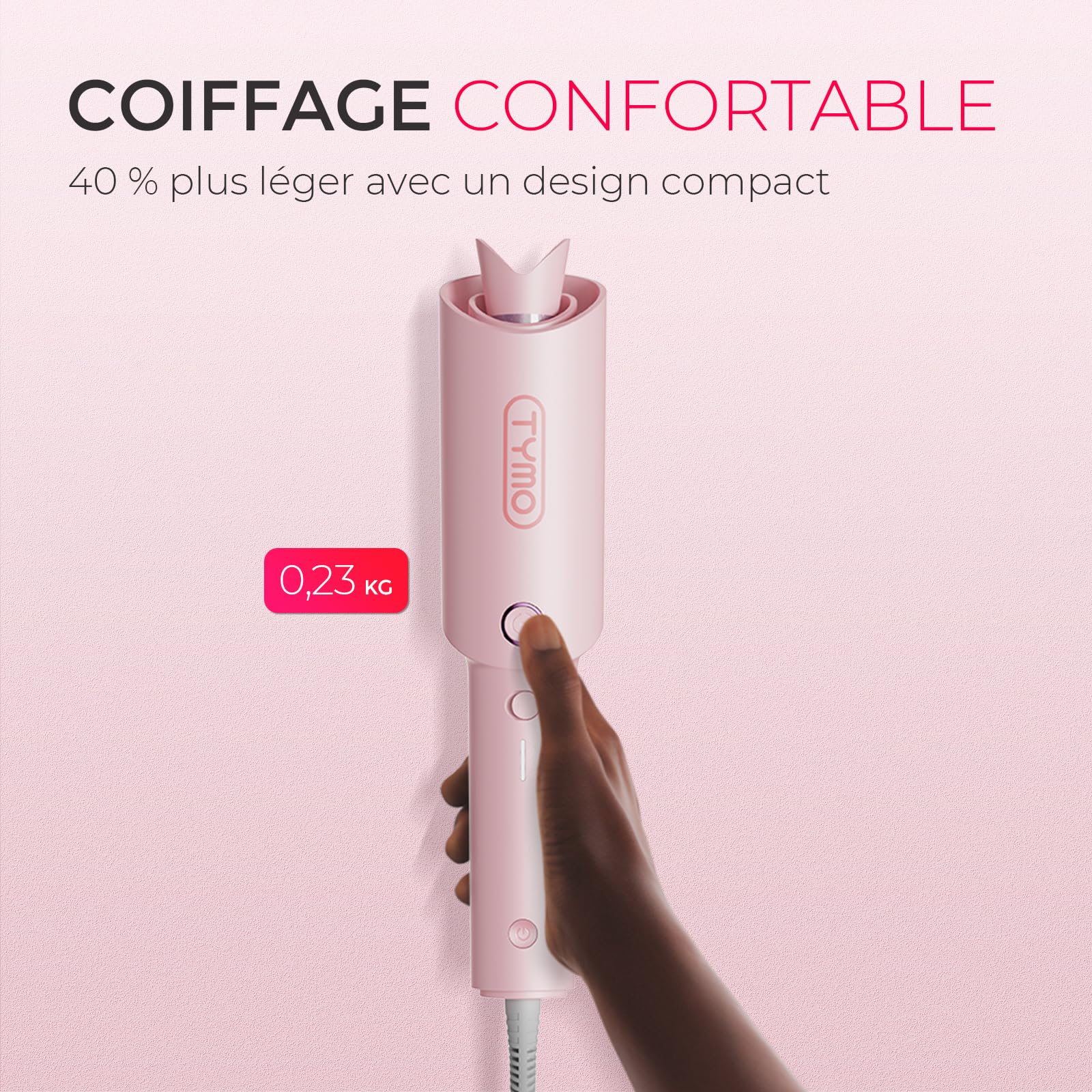 TYMO CURLPRO Automatique Boucleur à Cheveux Fer à Friser 25mm 3 Températures Réglables Anti-brûlure Céramique Rose