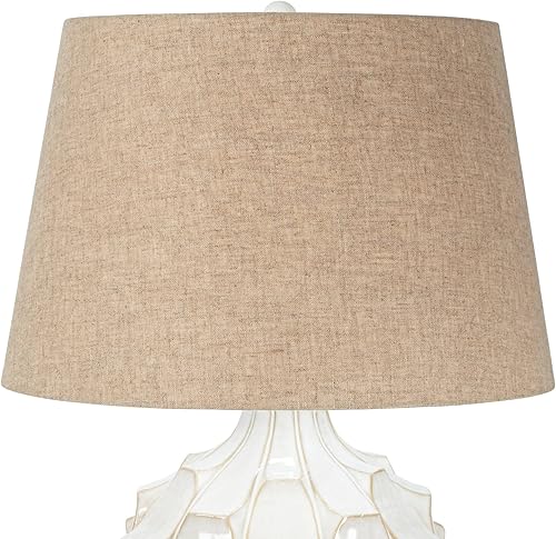 Miniatura 7 de Possini Euro Design Cosgrove - Juego de 2 lámparas de mesa estilo casa de campo de 26 1/2 pulgadas de alto, color blanco esmaltado texturizado de