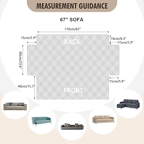 Miniatura 2 de Genina Funda de sofá impermeable, lavable, antideslizante de 67 pulgadas con 3 cojines, funda de sofá modular apta para mascotas, fundas de sofá