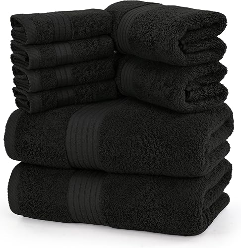 Set de toallas Premium 700GSM, 8piezas 2toallas de baño, 2toallas de mano y 4paños, algodón, lavable a máquina, calidad de hotel, supersuave y muy