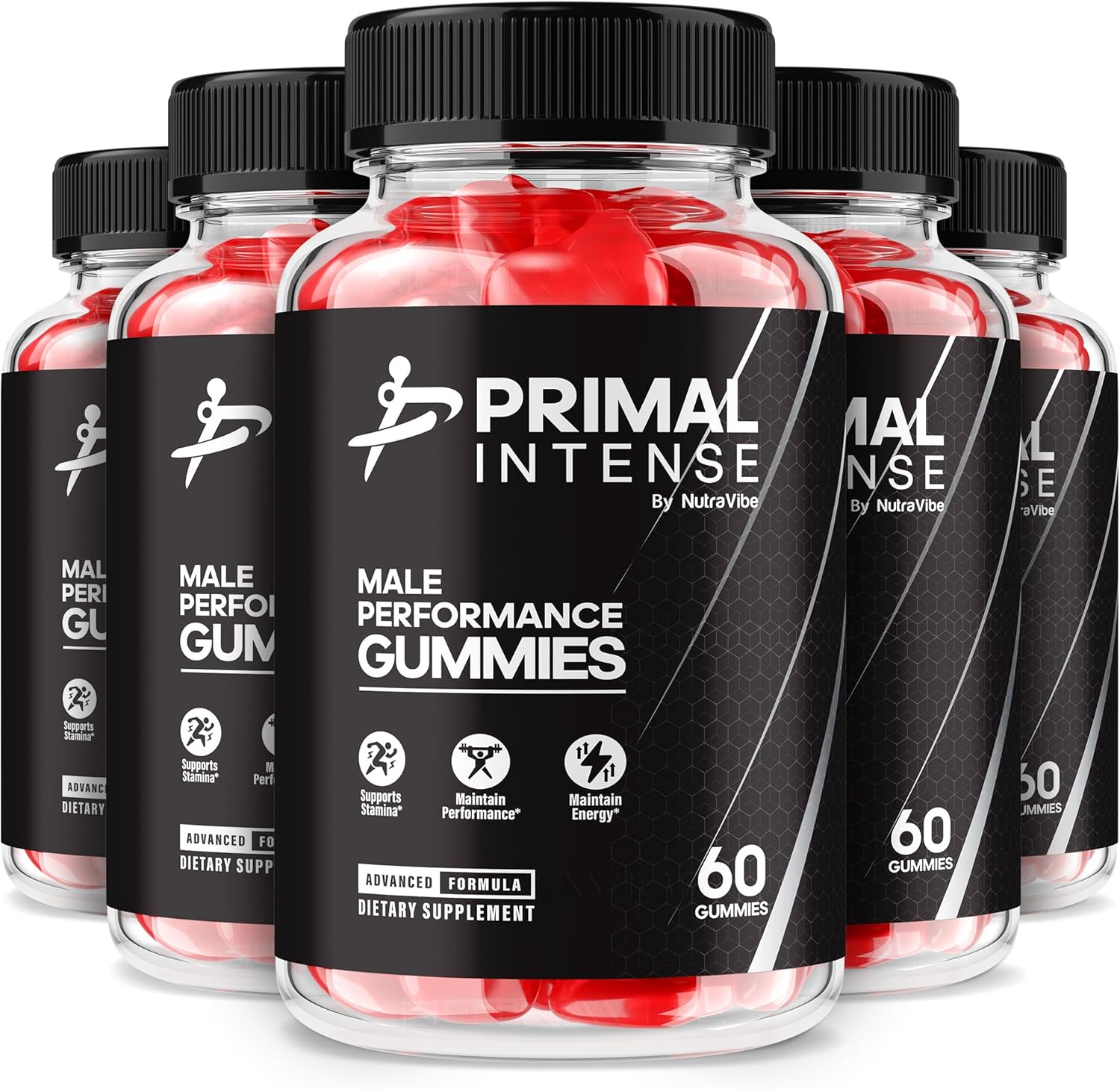 (5 Pack) Primal Intense – Official PrimalIntense Men’s Support Formula for Natural Energy, Stamina & Everyday Performance | Clean, Powerful Formula in Great-Tasting Daily Gummy (300 Gummies)