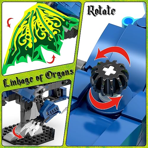 Miniatura 3 de Under the Baubles Juegos de construcción de dragón, juguetes de dragón legendario ninja para niños, juguetes de construcción con alas, armas,