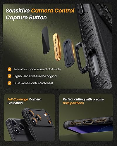 Miniatura 7 de Funda para iPhone Pro, compatible con MagSafe y soporte integrado y botón de captura de control de cámara, protección de grado militar, funda
