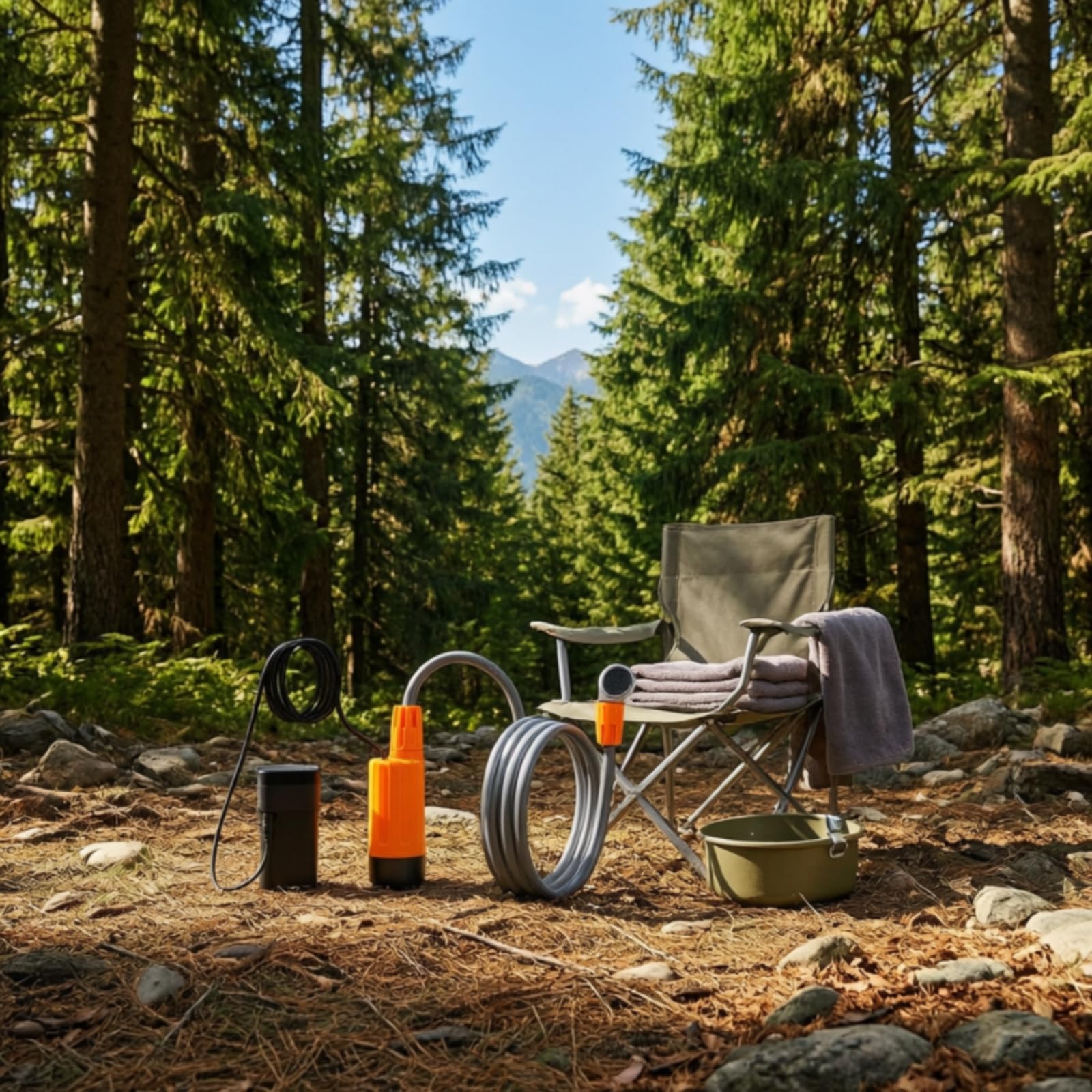 predolo Ducha Camping con Bomba Eléctrica Ligera Ducha Portátil con Bomba Eléctrica Silenciosa para Campistas