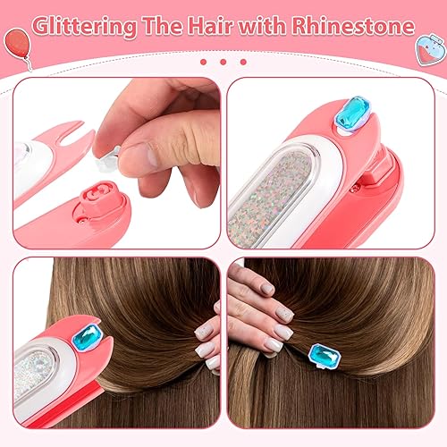 Miniatura 2 de Kit de estampador de gemas para el cabello, joyas brillantes para el cabello para niñas, accesorios para el cabello con diamantes brillantes