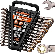 HORUSDY 12-Piece Metric Flex-Head Ratcheting Wrench Set with Organizer | 8-19 mm Ratchet Combination Wrenches Set | 72-Teeth | Chrome Vanadium Steel