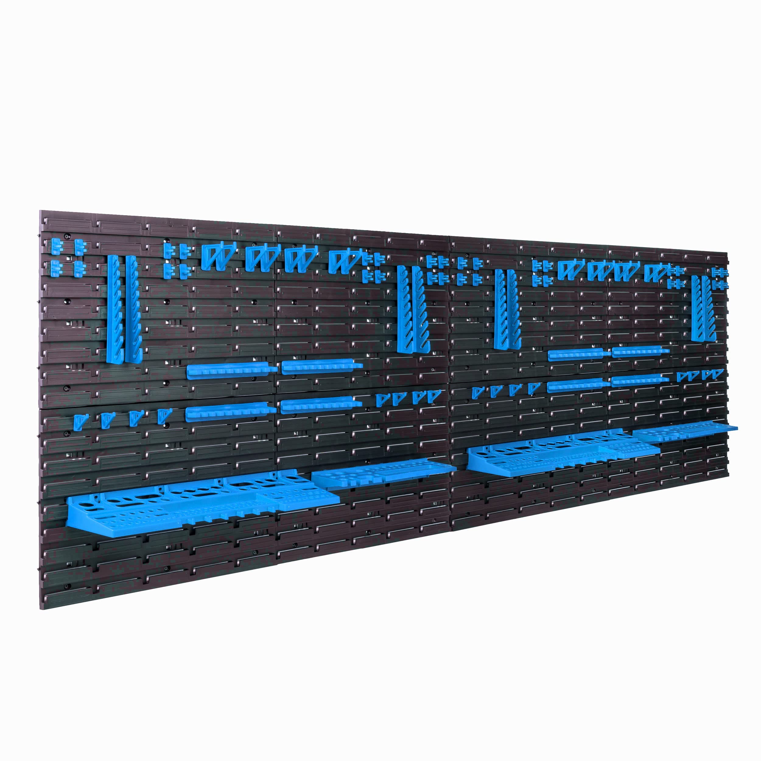 Ścianka narzędziowa 234 x 78 cm, regał warsztatowy, wspornik narzędziowy, niebieskie tworzywo sztuczne, ściana do garażu, warsztatu