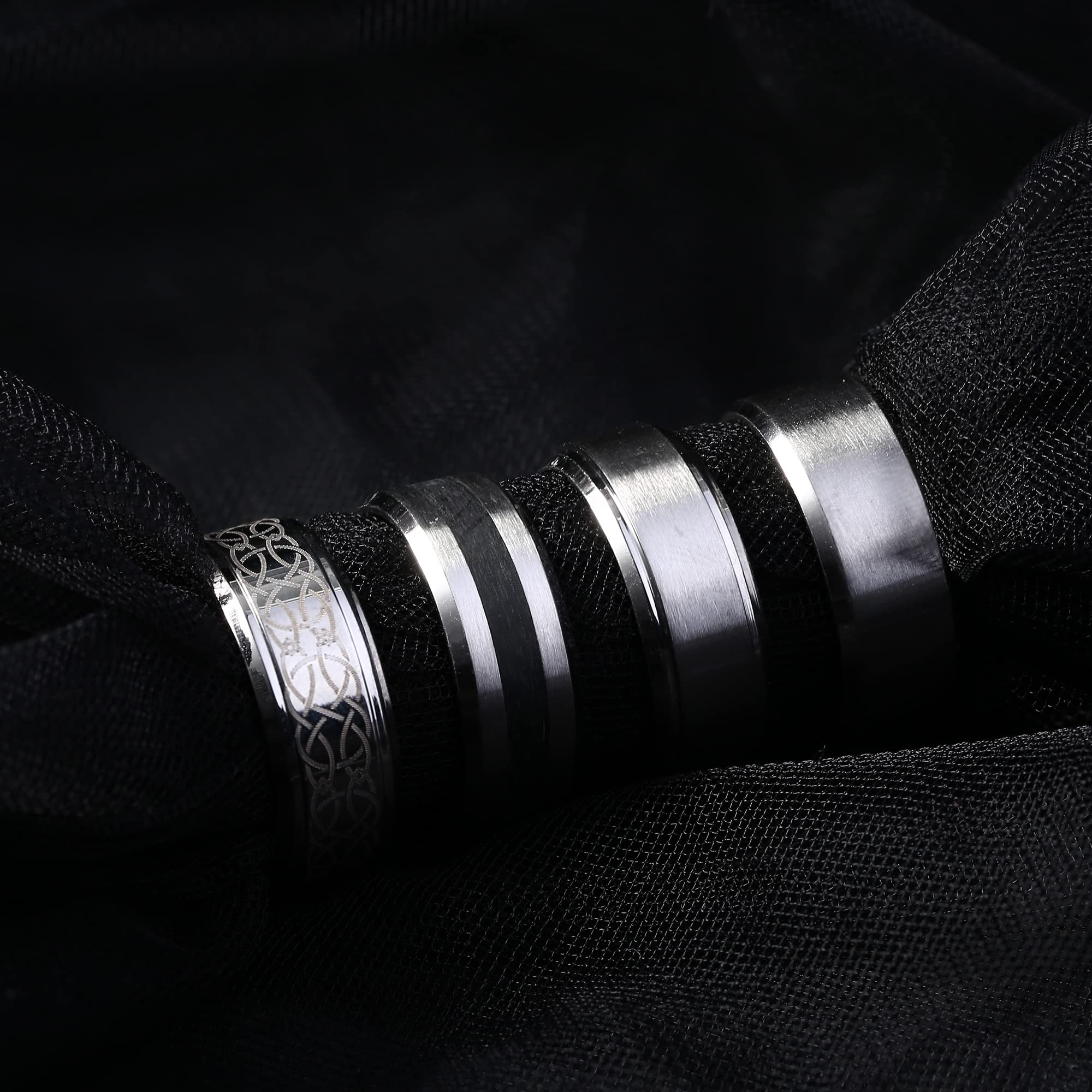 LOLIAS 4 Pezzi Anello Uomo Acciaio Inossidabile Argento Finitura Opaca Anello a Fascia Lucida Anelli Apribottiglie FEDI Nuziali Anello Promessa Fidanzamento Vintage per Uomo Donna 14-30