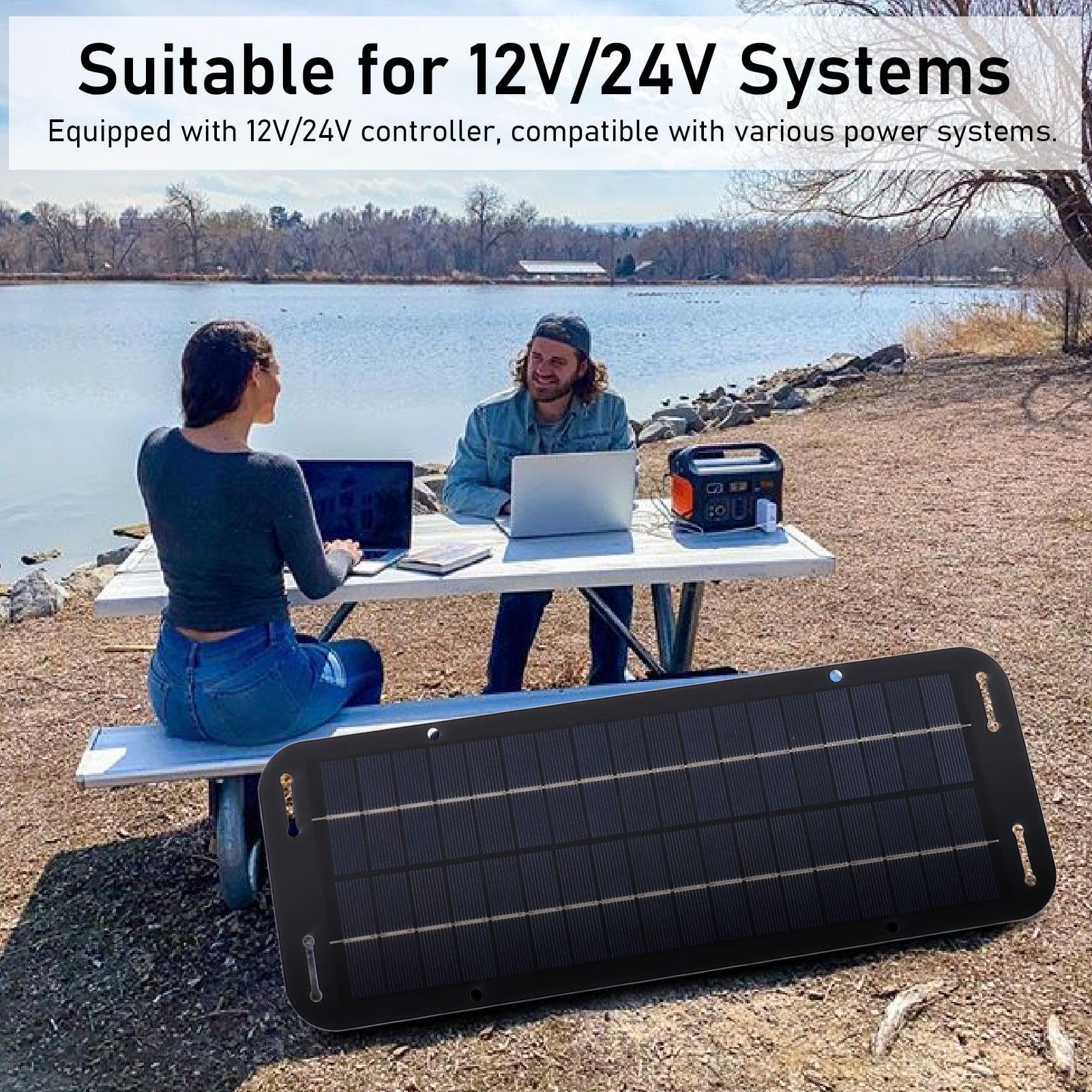 Caricabatterie solare per auto 12V/24V portatile per con controller | caricabatterie per auto solare impermeabile | Kit di ricarica per pannelli per v