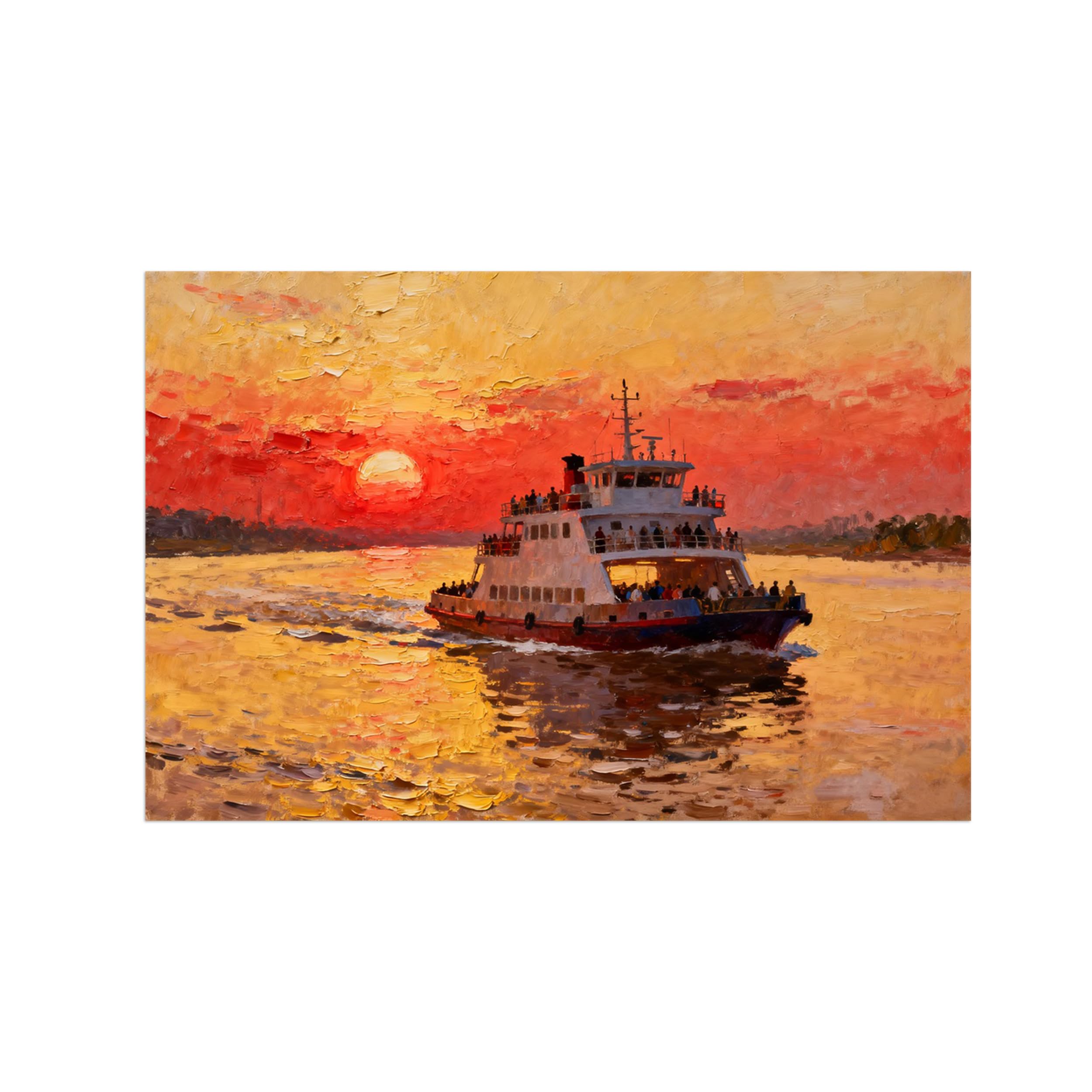 OZPWBVY Sea Boat Sunset Landscape Canvas Wall Art Print Painting 70x105cm Unframed