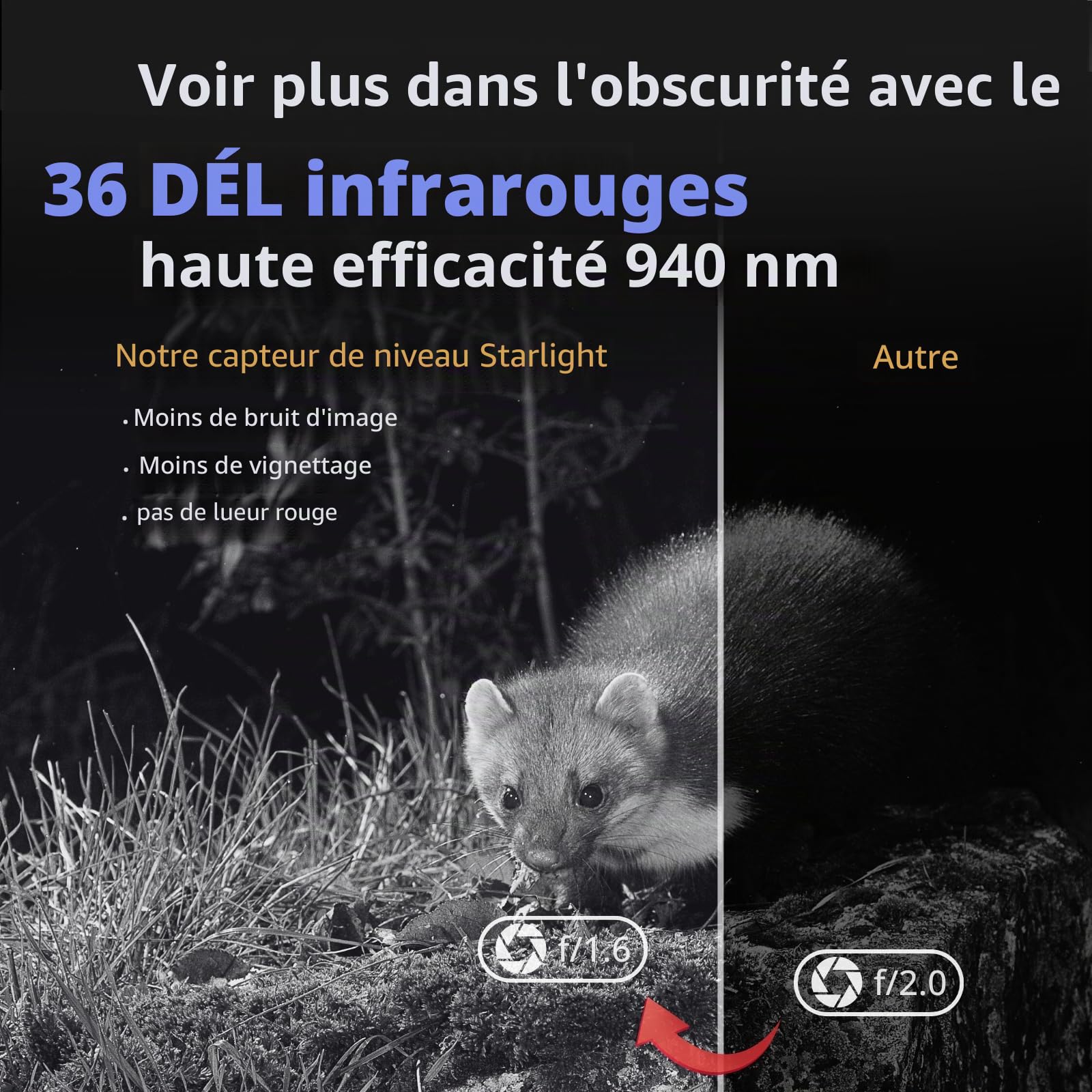BLAZEVIDEO WiFi Caméra de Chasse 64MP 1296P Bluetooth Camera de Surveillance IP66 Étanche avec Vision Nocturne Infrarouge, Détecteur de Mouvement, Grand Angle 120° et Contrôle APP, pour l'extérieur