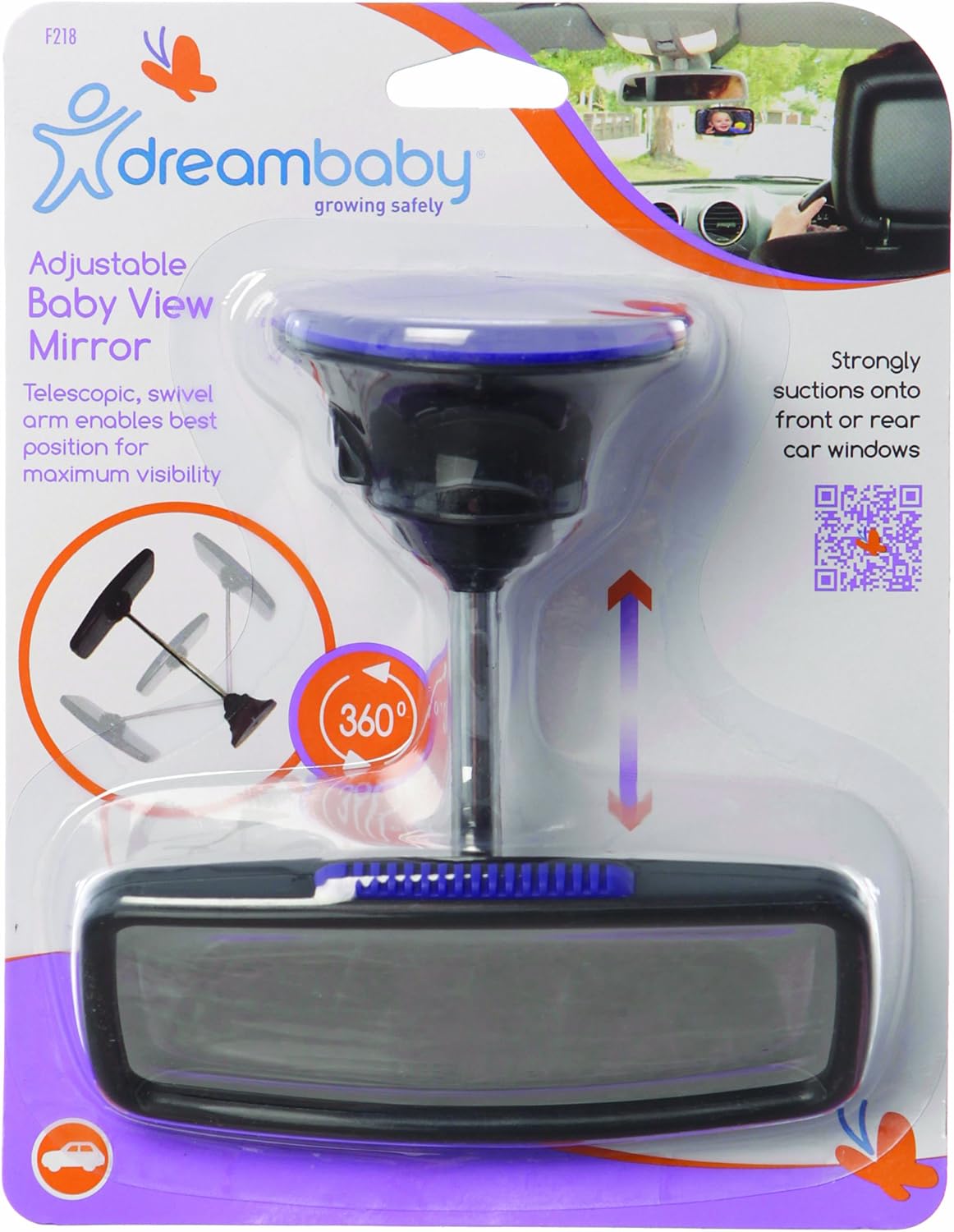 Dreambaby Deluxe Adjustable Telescopic Babyview Mirrow (Black)