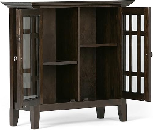 Miniatura 9 de SIMPLIHOME Bedford Storage Cabinet - 32 inch Wide Solid Wood Low Media Cabinet in Dark Tobacco Brown, Transitional Console for Living Room,