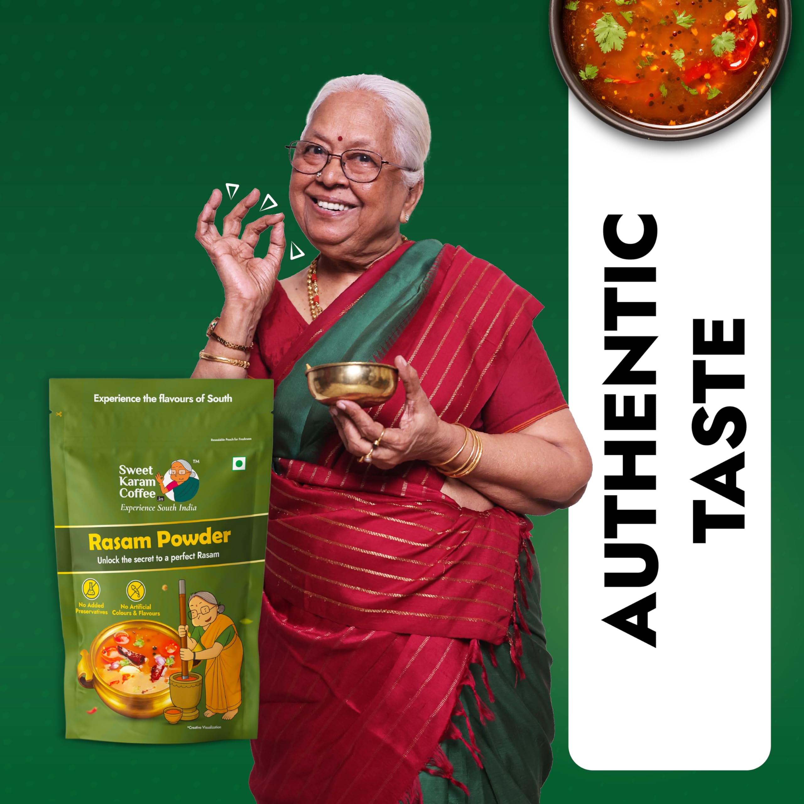 Sweet Karam Coffee Rasam Powder (Rasam Podi) β 180g | Authentic South Indian Spice Blend | Aromatic & Flavorful | Homemade Recipe | No Preservatives | Perfect for Traditional Rasam Preparation 2