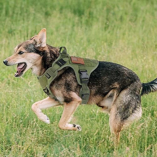 Miniatura 8 de rabbitgoo Arnés táctico para perro grande, arnés resistente con asa, chaleco de servicio sin tirones para razas grandes, chaleco militar ajustable