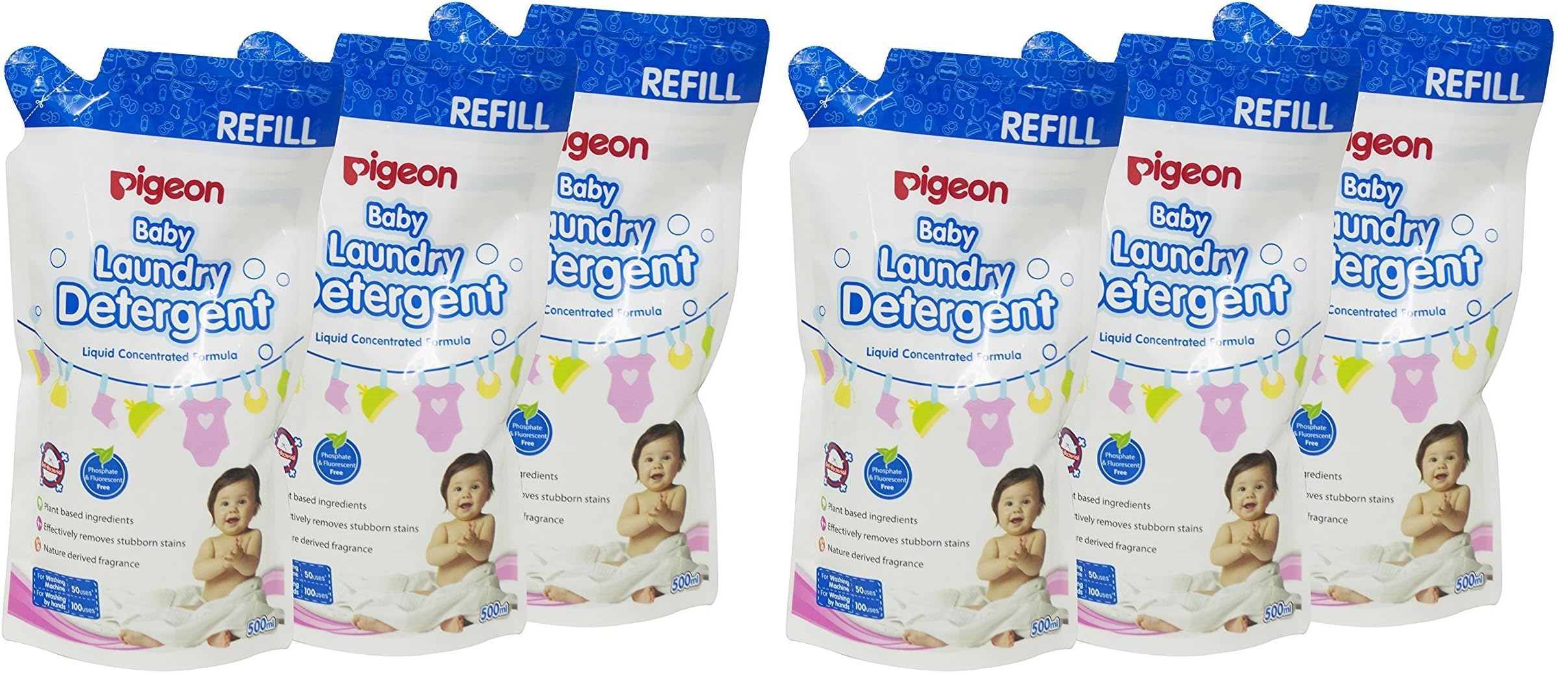 Pigeon Laundry Liquid Detergent Refill 500 ml (Pack of 6) | Total 1500 ml | Gentle Cleaning for Baby Clothes | Easy Rinse Formula-image-4