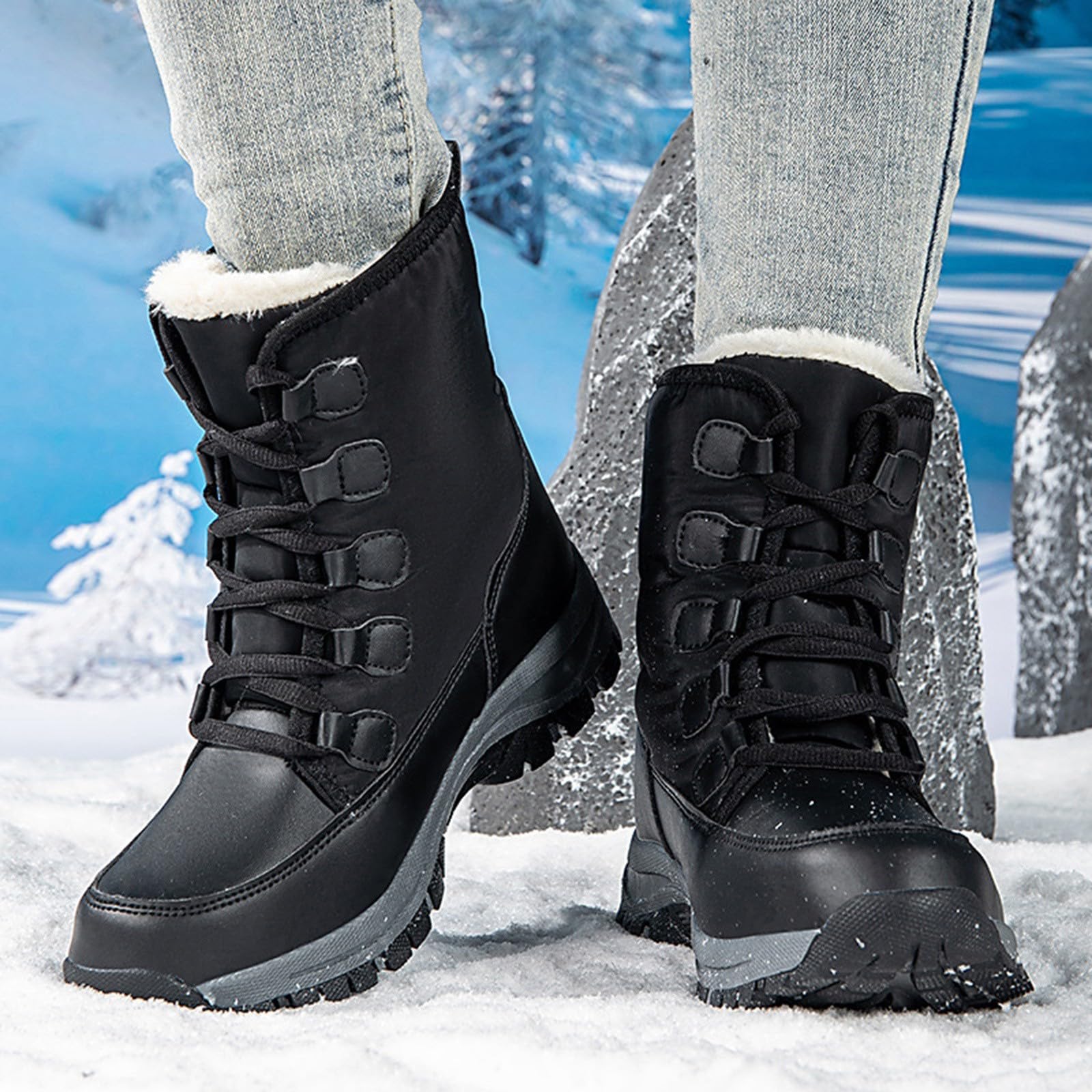 Scarpe Invernali comode in Cotone Antiscivolo per Le Donne Stivali da Neve Waetpoof Stivali Lavoro Donna Stivali di Gomma 42