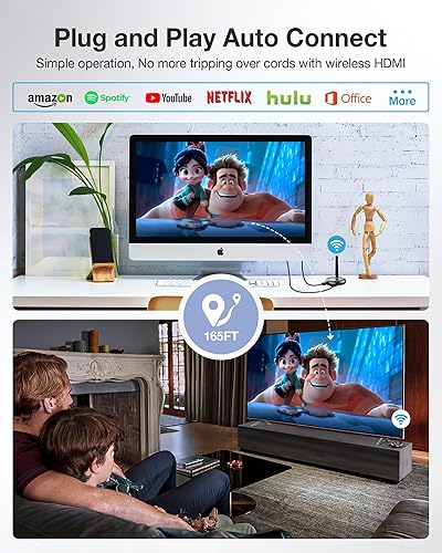 Miniatura 5 de Transmisor HDMI inalámbrico y 2 receptores, múltiples televisores, extensor HDMI 5G 1080P  60HZ, 1 TX a 4 pantallas, transmisión de 165 pies,