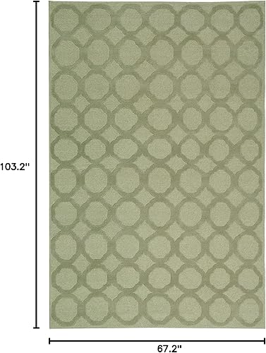 Miniatura 2 de Martha Stewart Collection by SAFAVIEH - Alfombra de área de seda y lana cuadriculada, 5 pies 6 pulgadas x 8 pies 6 pulgadas, color niebla MSR5368C