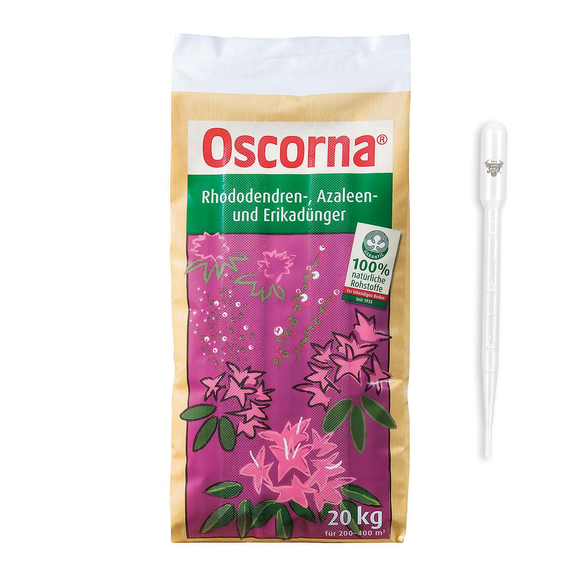 ELITE BBQ kompatibel mit Oscrona Rhododendren Azaleen und Erikadünger 20 kg Organischer Spezialdünger für Moorbeetpflanzen mit 75 bis 100 Tagen Langzeitwirkung
