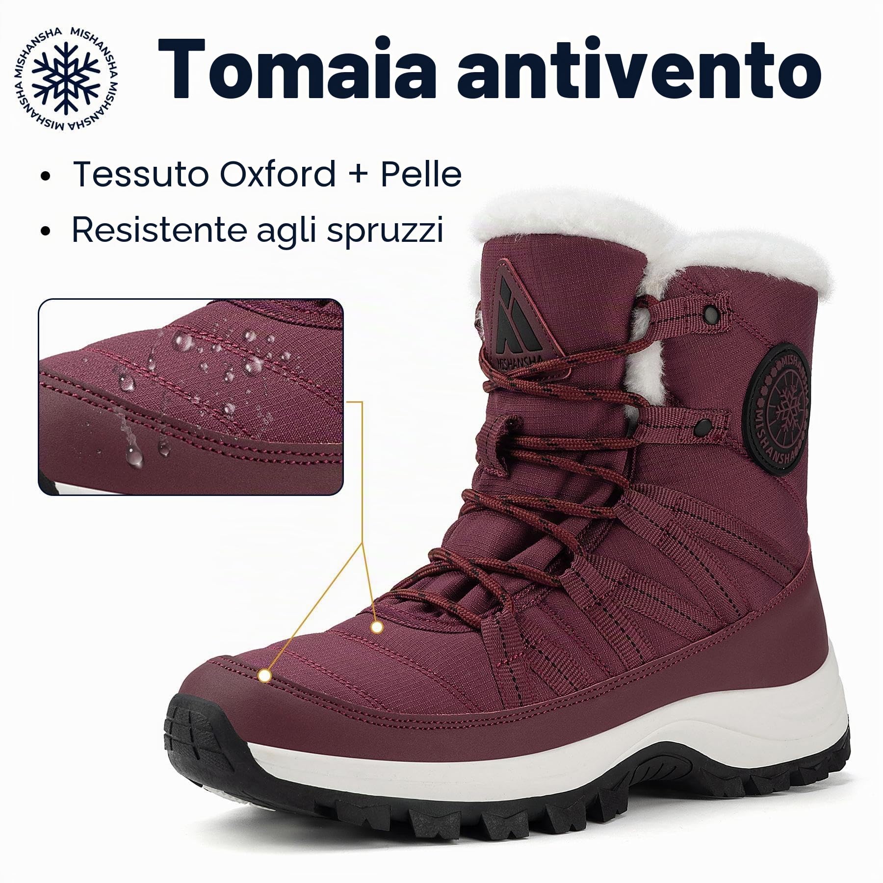 Mishansha Stivali da Neve Invernali Donna Calde Foderate Gr.36-42 EU | Scarpe Invernali,Scarpe Trekking,Scarponcini Invernali,All'Aperto,Stivaletti,Antiscivolo