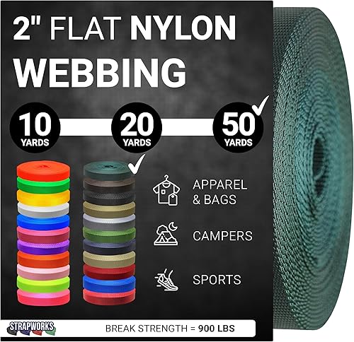 Vista 31 de Strapworks - Correa de nailon resistente de 2 pulgadas para cinturón, mochila, correa, collar, correa de perro, sujeción y más, 9, 18 o 45.7 metros