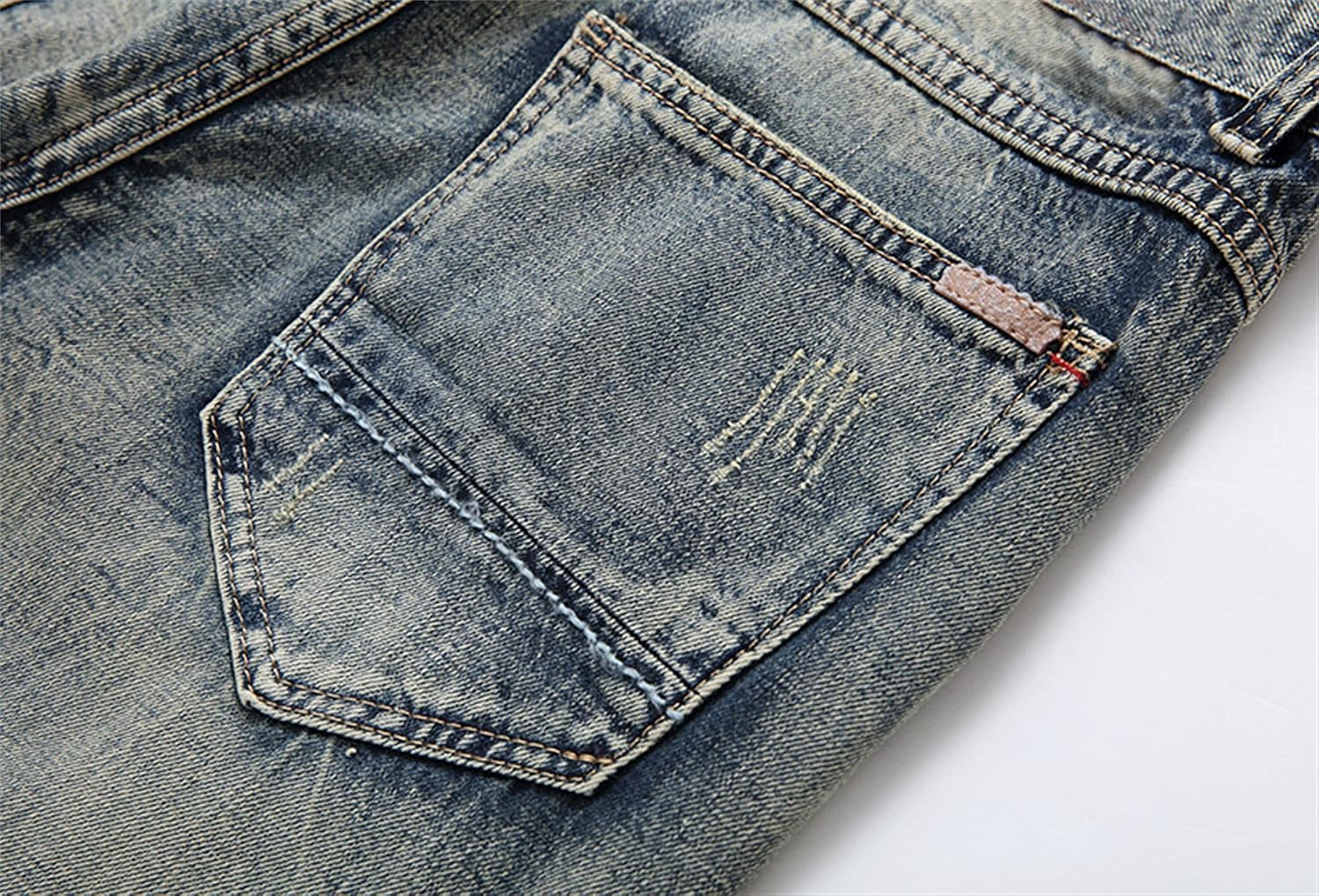 Men's Casual Washed Straight Leg Ripped Jeans Short Classic Fit Distressed Denim Shorts Vintage Short Jean Pockets