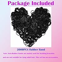 Vista 5 de 2000 Bandas de Goma Mini, Bandas de Telar Negras.