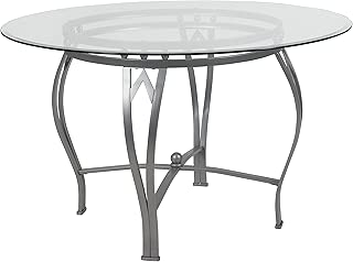 Flash Furniture Syracuse 48'' Round Glass Dining Table with Silver Metal Frame - coolthings.us