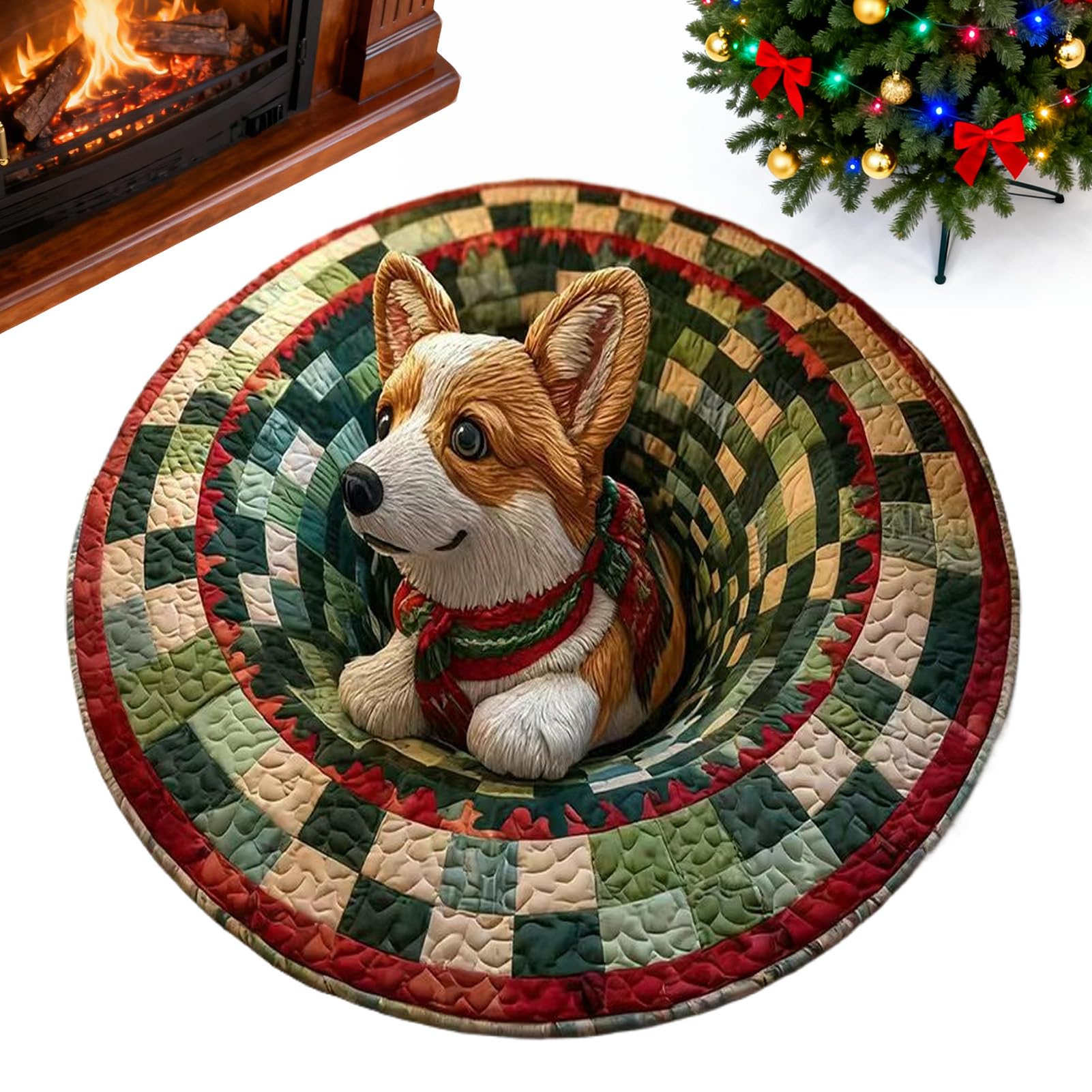 Tapis d'illusion d'optique de Noël antidérapant pour entrée et chambre