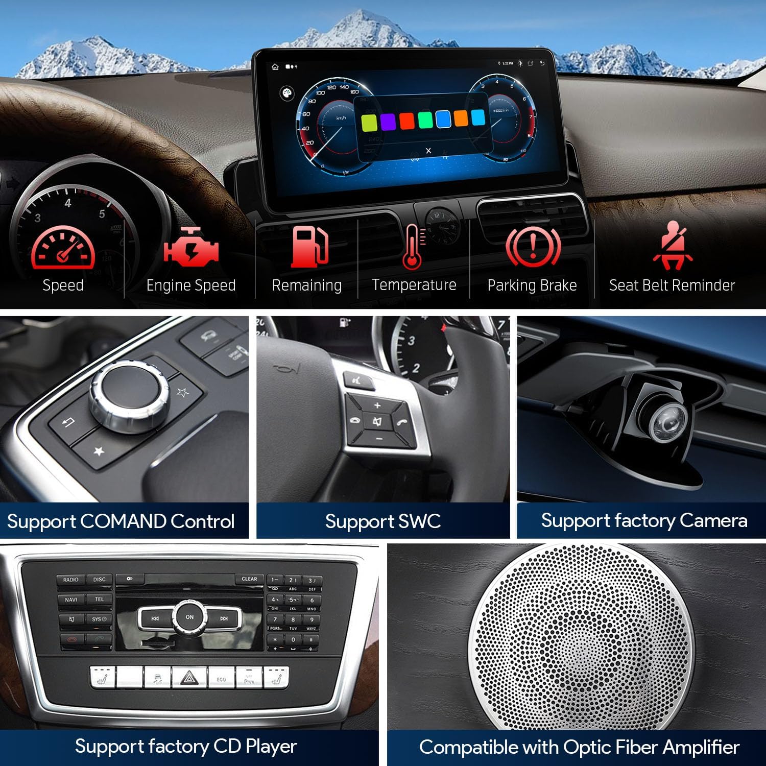 XTRONS 12.3 Inch Android 14 Car Stereo for Mercedes-Benz ML-Class W166 GL-Class X166 2013-2015 NTG4.5 NTG4.7 System, Touch Screen Global 4G Car Radio GPS Support Wireless CarPlay Android Auto 4+64GB