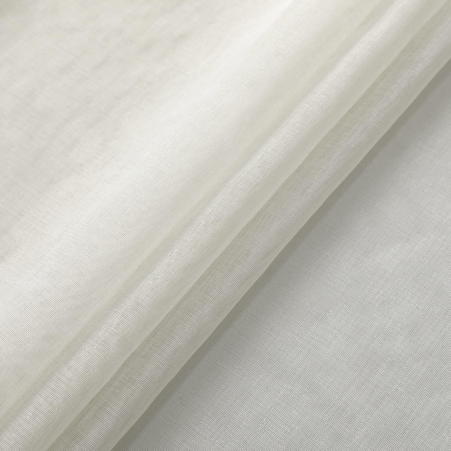 XTMYI Farmhouse Kitchen Curtains 48 Inch Length 2 Panels Set,Short Sheer Off White Boho Curtains for Bedroom Small Bathroom Window,Ivory Colored