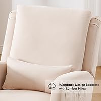 Vista 6 de HCHAIRH Mecedora para cuarto de bebé, sillas mecedoras para lactancia con cojín lumbar, cómodas mecedoras modernas con respaldo alto para cuarto