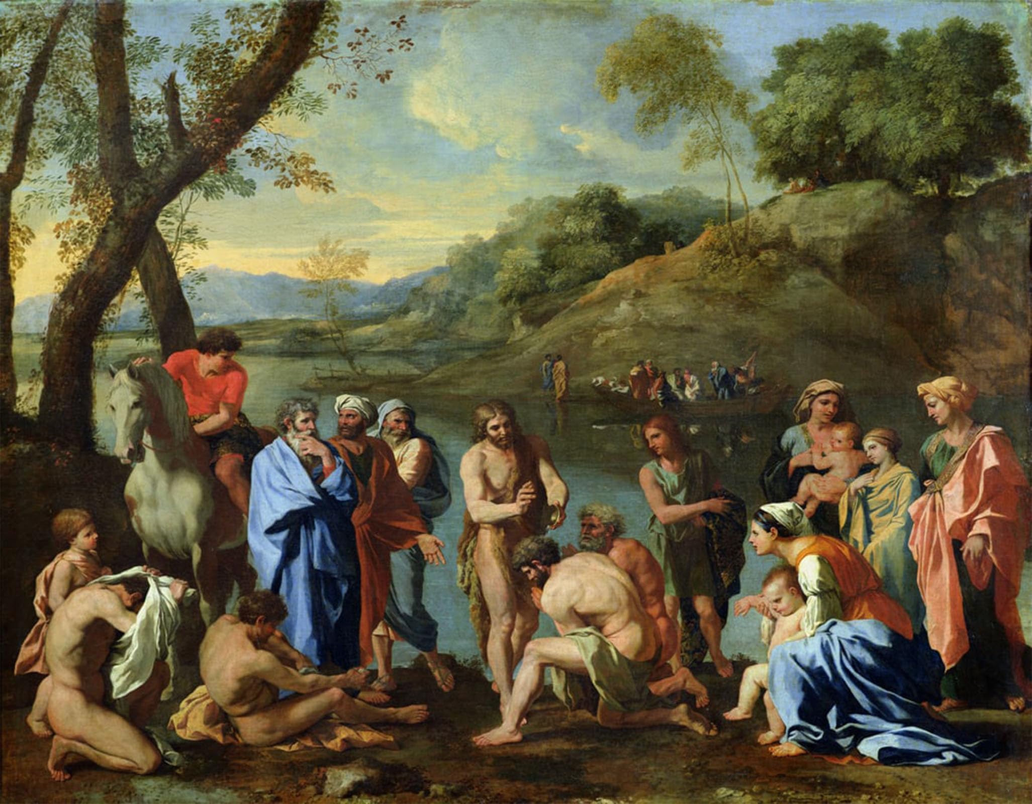 ARTXLXXBN Famous Art Print Poster Vintage Wall Art Baptising the People by Nicolas Poussin Canvas Art Poster for Home Decor 60x90cm