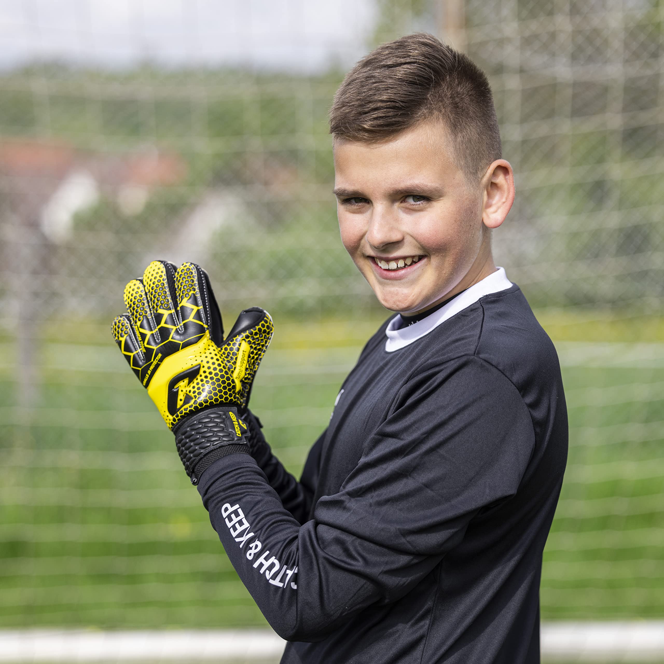 CATCH & KEEP® Protector - Guanti da portiere con stecche per bambini - Guanti portiere bambino premium - Guanti da portiere presa extra forte