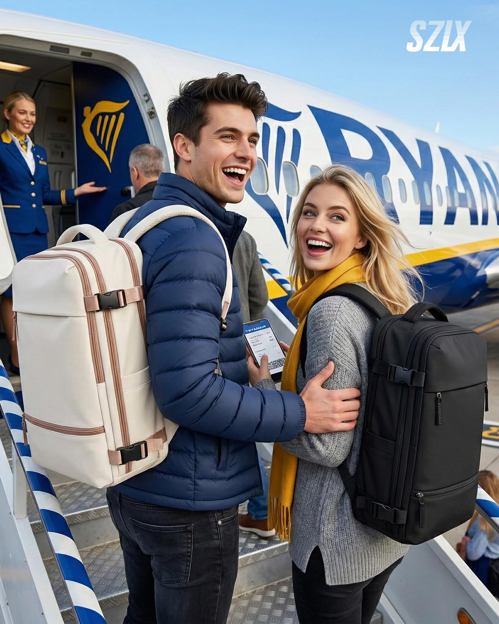 SZLX Plecak Próżniowy Z Pompką Bagaż Podręczny Dla Kobiet, Plecak Z Poduszką i Systemem Próżniowym Do Podróży, Plecak Podróżny Ryanair W Rozmiarze Kabinowym Wodoodporna Walizka Próżniowa Dla Mężczyzn
