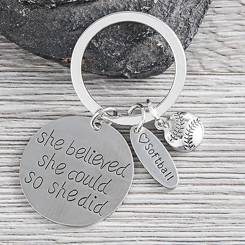 Miniatura 4 de Infinity Collection Llavero de sóftbol para niñas, accesorios de sóftbol, inspirador She Believe She Could, So She Did Charm, joyería de sóftbol,