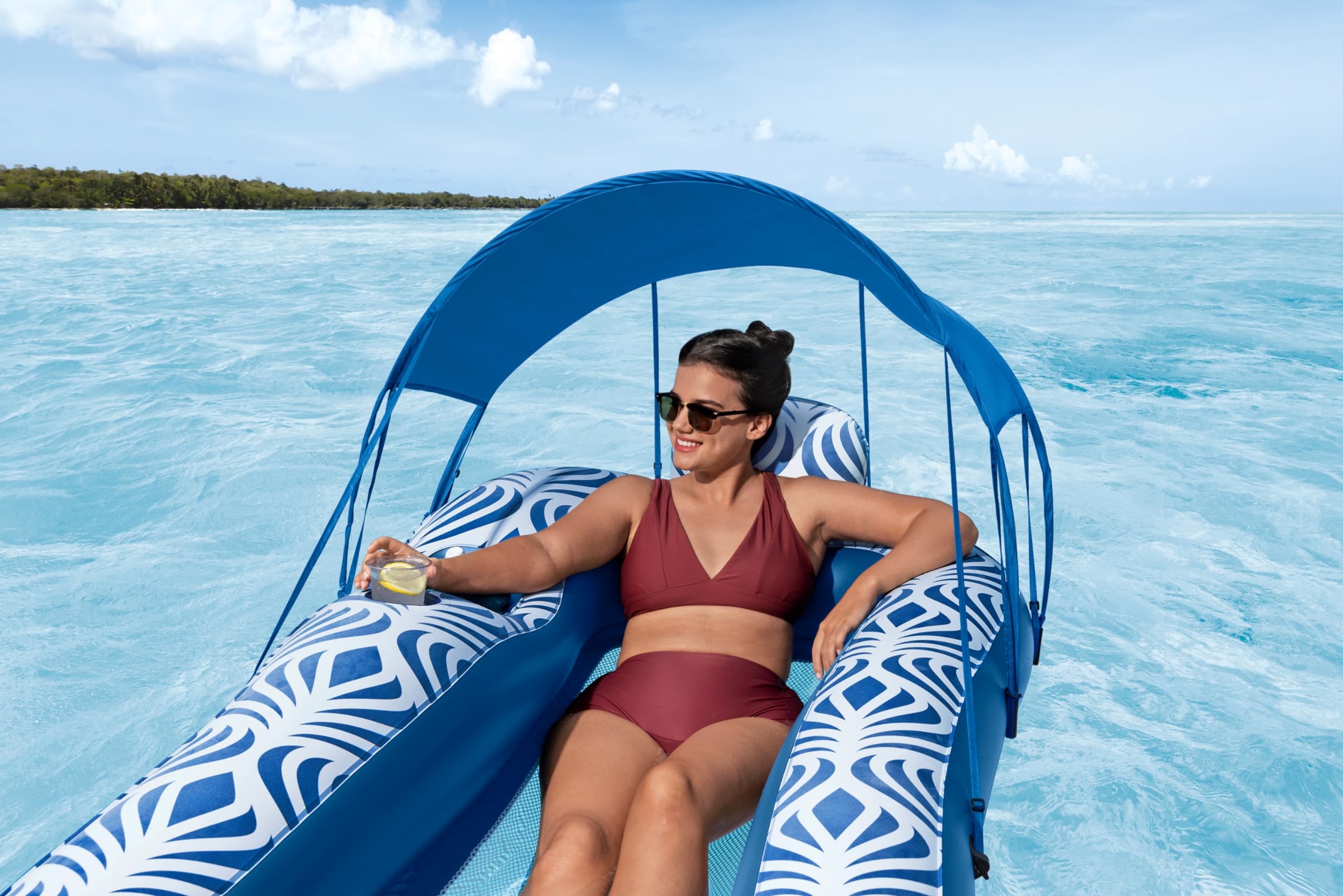 Bestway 43732 Materassino da mare Comfort Plush con parasole