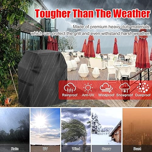 Miniatura 13 de Funda para parrilla, 52 pulgadas, impermeable, resistente a la intemperie, resistente a la decoloración, material resistente a los rayos UV