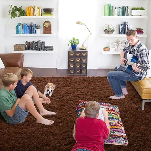 Miniatura 4 de ISEAU Alfombra de área mullida, lanuda y cómoda para interiores, dormitorio de niños y niñas, dormitorio de bebés, para piso al lado de la cama,