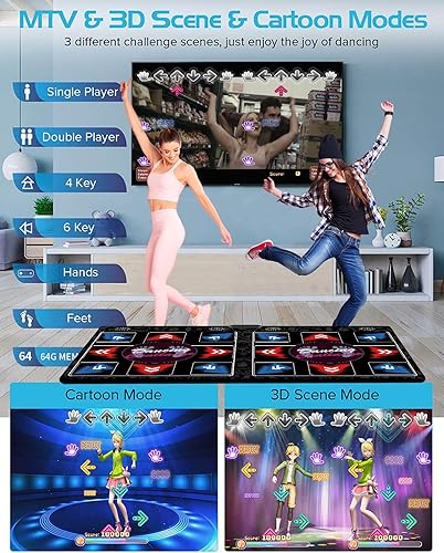 Miniatura 3 de WuZhuangYuan Tapete de baile para niños y adultos, tarjeta de memoria 64G, 75 videos musicales, 650 canciones y 899 juegos, juegos de baile de